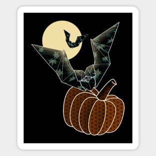 Happy halloween: origami bats, moonlight and pumpkin Magnet